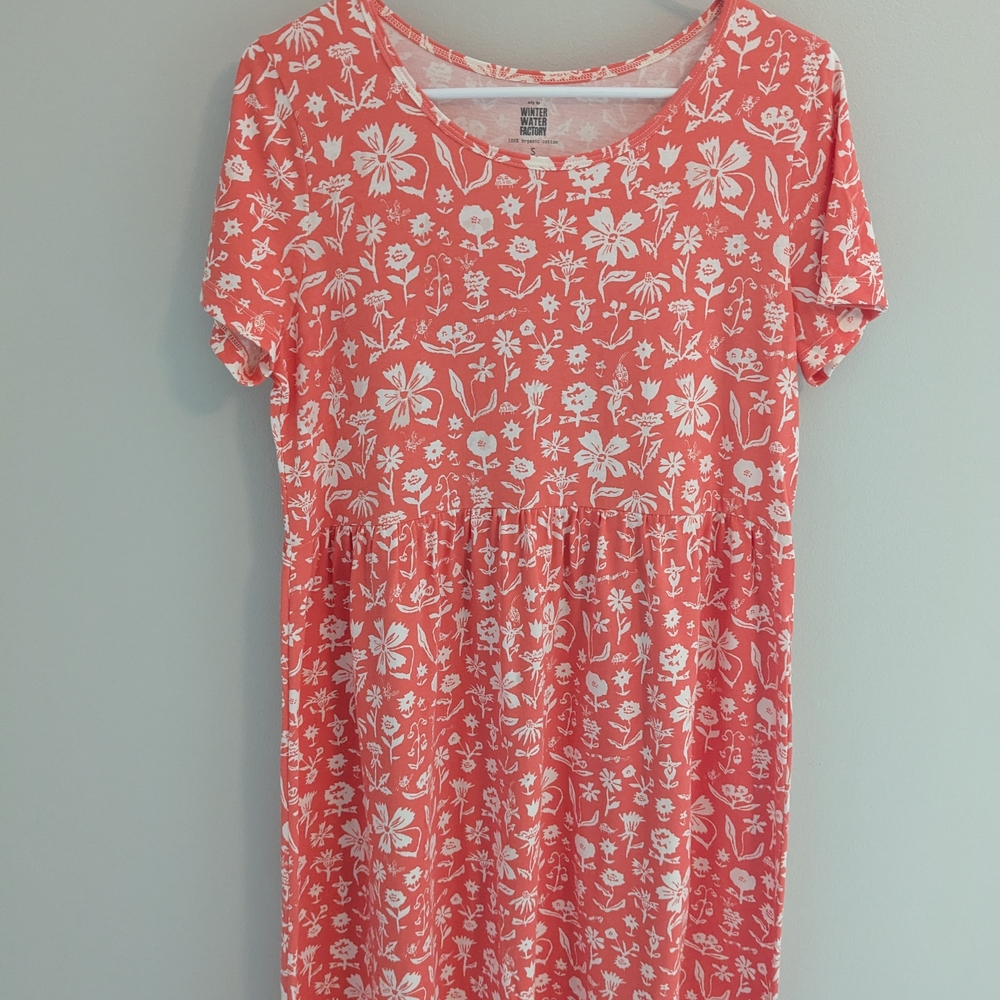 Winter Water Factory Floral Coral Midi Dress